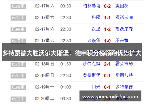 多特蒙德大胜沃尔夫斯堡，德甲积分榜领跑优势扩大
